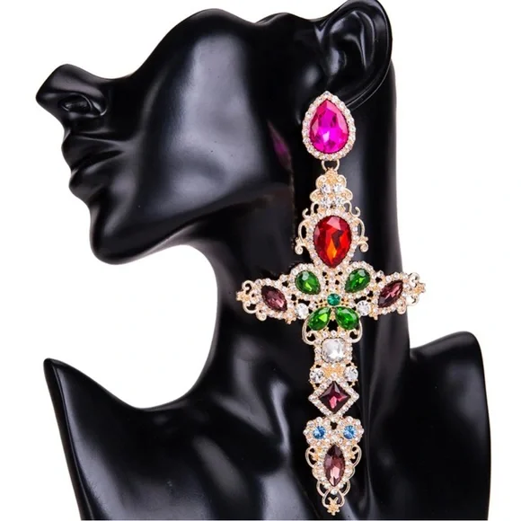 Cross drop earrings - Picture 4 of 4